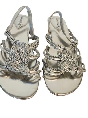 Silver Sandals by Classique 8.5 Twisted Rope Strap NEW Beach Summer